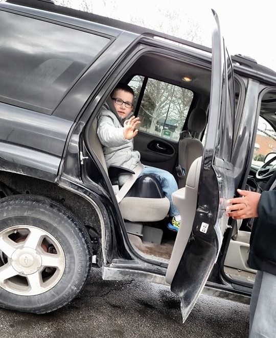 Jaxon Adams Reaching for Mom