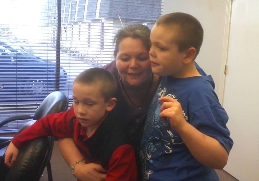 Dawn Cullins with boys in visit