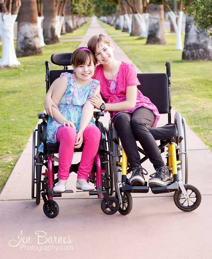 Diegel sisters in wheelchair