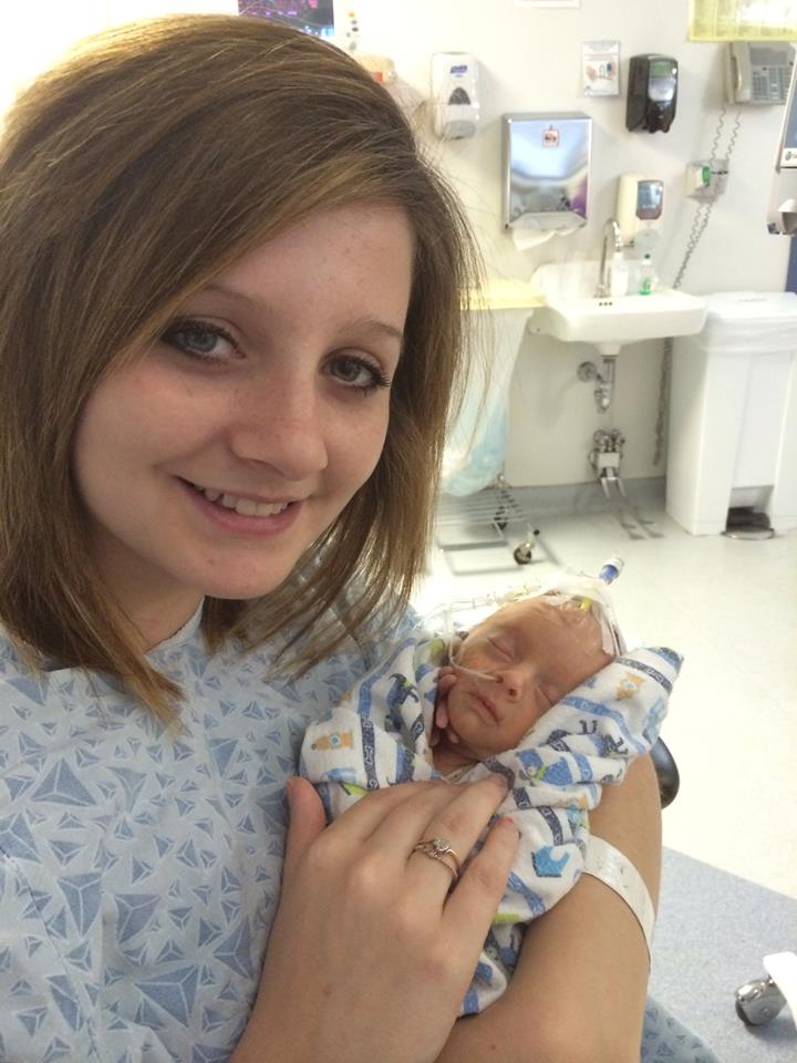 Keshia with Brayden in hospital