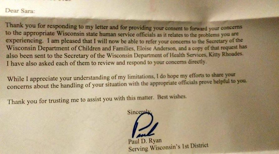 Reply from Paul Ryan.