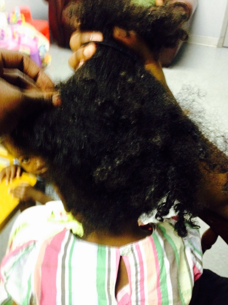 Amira's hair was matted and tangled in Foster Care. It had to be cut becasue it wasn't being taken care of properly, says Ausia.