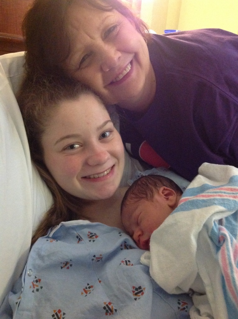 Prince happy with grandma and baby