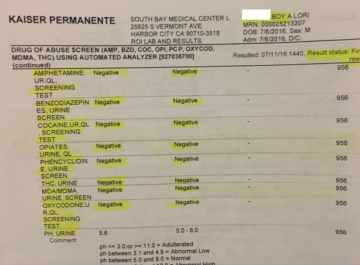 negative baby drug screen