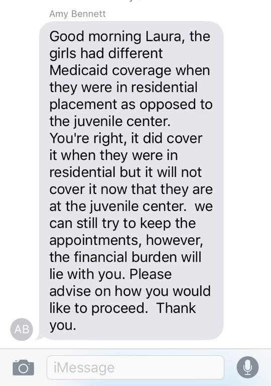 odonnell text about med costs on mom