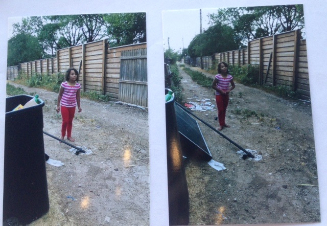 Pocahontas in alley barefoot