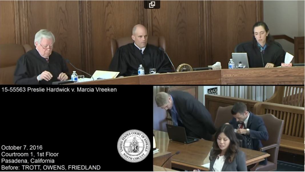 9th circuit Preslie Hardwick v. Marcia Vreeken