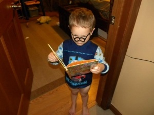 Camden little with book