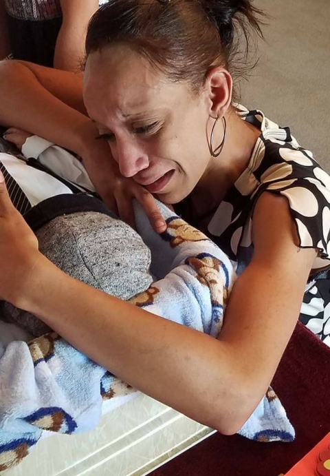 Steffen mom by casket