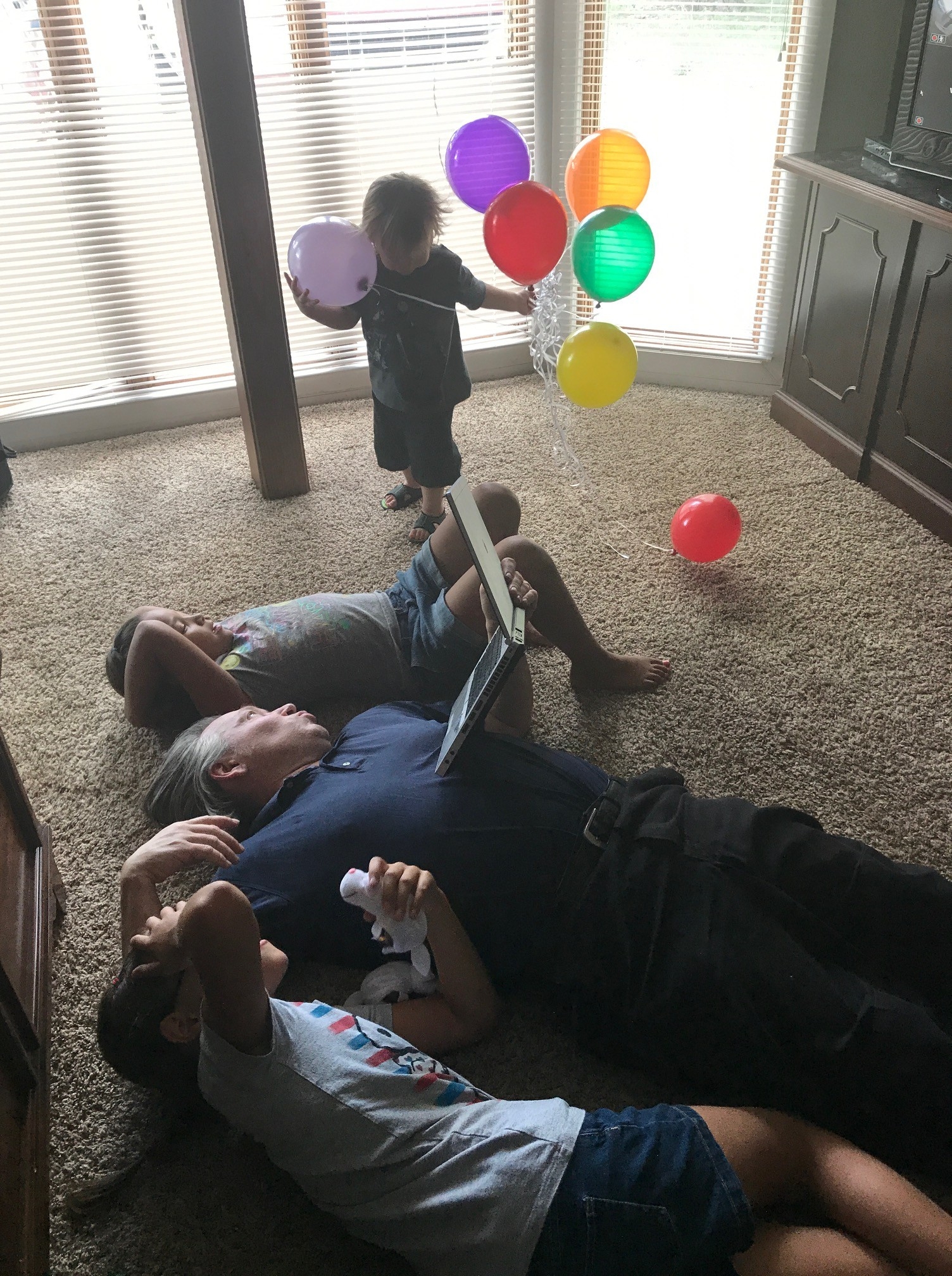 Relaxing at home with the family.