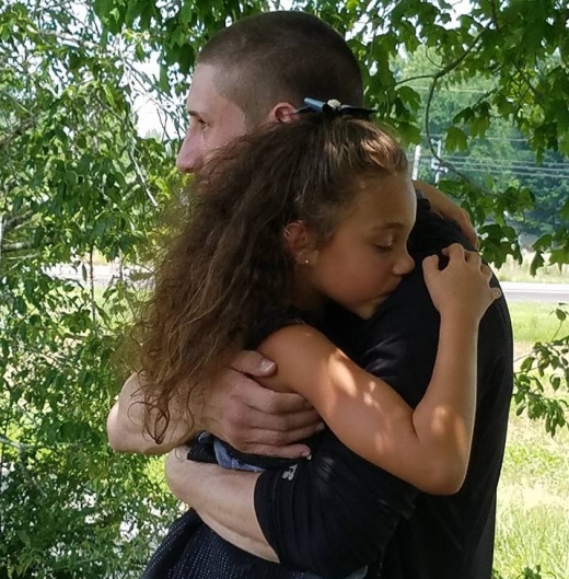 Steffen Annalise and dad at funeral