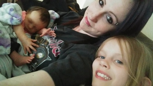 Kelsey with baby and big sis