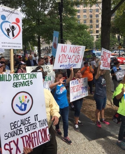 Million Parent March 2017 with trafficking sign