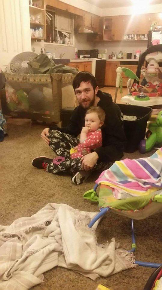 Edward with Zoey in untidy home