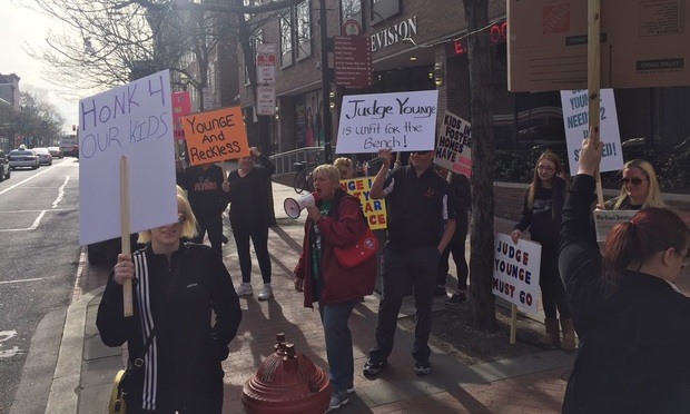 Protestors against Judge Younge