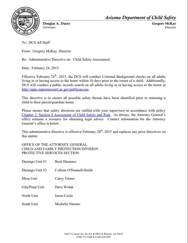 AZ DCS doc background check family