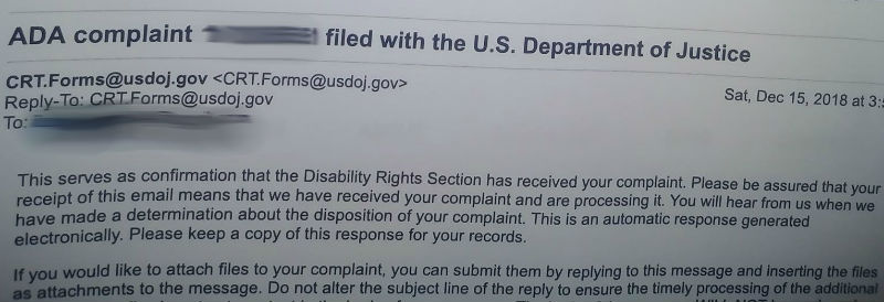 Egypt ADA complaint email