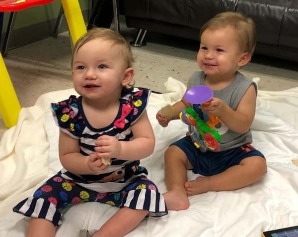 Jennifer Ray twins at visit a year old